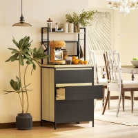 HOMCOM Küchenschrank im Industrie-Design mit 3 Schubladen, Arbeitsplatte, Regal und 4 Haken, 60x40x132cm(m-2)