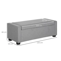HOMCOM Fußbank mit Staufach aus Stoff, 120x50x44 cm - Grau(m-3)