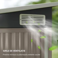 Outsunny Adăpost de grădină din metal căsuță exterioară trei uși blocabile acoperiș înclinat ventilații 234x132x185cm gri(m-4)
