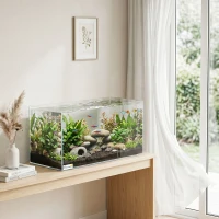 PawHut Acuario de Pecera 51 L Pecera de Cristal con Alfombrilla Protectora para Peces Camarones y Tortugas Transparente(m-12)