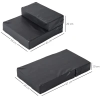PawHut Escada para Cães dobrável Escada para Gatos Auxílio de Acesso 2 Degraus 20 cm Preto para Cama Sofá Carro Cães Pequenos(m-3)