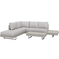 Outsunny Poly-rotan tuinmeubelen 3-delig. loungeset zitgroep set met aflegvlakken(m-1)