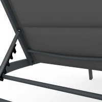 Outsunny Bain de Soleil en Aluminium, Dossier Réglable 6 Positions avec Roues, Rembourrage Intégré, 62x165x94cm, Gris Foncé(m-13)
