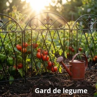 Outsunny Set de 4 garduri metalice de grădină 125x56 cm cu design arcuit, rezistente, ușor de instalat, pentru patio, gazon, negru(m-4)