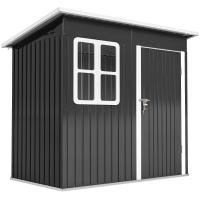 Outsunny Gartenschuppen, Gartenhaus mit Fenster, verschließbare Tür, für Garten, Terrasse, Stahl, 221L x 133B x 190H cm, Grau
