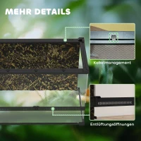 PawHut Terrário para Répteis Terrário de Vidro 48 L com Ventilação Frontal Fundo em Pedra Fecho Giratório 50x30x35 cm Preto(m-5)