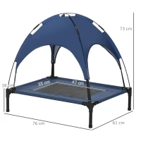 PawHut Cama para Pets com Dossel, Cama para Cães, dobrável, resistente às intempéries, Azul(m-3)