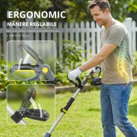 Outsunny Motocultor fără fir, Rotavator electric 18V cu 2 baterii 4000mAh, încărcător, lățime de lucru 20 cm Gri(m-4)