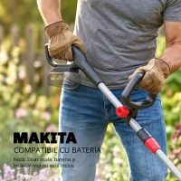 Outsunny Trimmer cu acumulator 2-în-1, lățime de tăiere 30 cm, mâner reglabil, cap motor înclinat pentru grădină și curte, Argintiu(m-8)