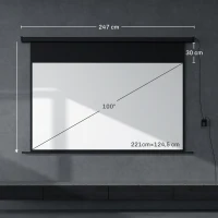 HOMCOM Projektionsleinwand 254 cm, 16:9 4K HD, Wand- oder Deckenmontage, Bedienfeld und Fernbedienung(m-3)