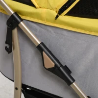 PawHut 2-em-1 Carrinho para Cães Trolley, dobrável, 1 cesto, 1 bolsa, 82 cm x 49,5 cm x 98 cm, Amarelo(m-5)