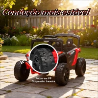 AIYAPLAY Carro Elétrico para Crianças 12V com 2 Motores Suspensão Traseira Faróis e Música 88x57,5x55,5 cm Vermelho(m-10)
