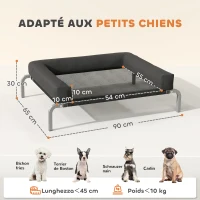 PawHut Erhöhtes kühlendes Hundebett, tragbares Camping-Hundebett für innen und außen, 90 x 65 x 30 cm, schwarz(m-3)