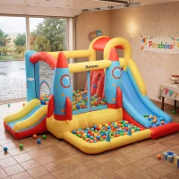 Outsunny Castelo Insuflável com 2 Escorregas Trampolim e Piscina para Crianças acima de 3 Anos com Inflador e Bolsa de Transporte para Interior Exterior 330x265x185cm Multicor(m-10)