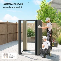 Outsunny Depozit metalic pentru unelte 1,17 m², magazie cu acoperiș în două ape, ventilație, lacăt și mănuși, 122 x 121 x 192 cm(m-4)