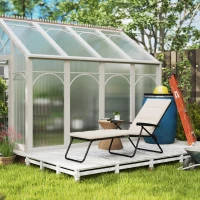 Outsunny Klappbare Sonnenliege, 6-fach verstellbar mit Auflage + Armlehnen Stahl Polyester 153 x 58,5 x 89 cm Creme(m-4)