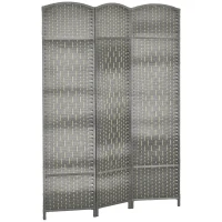 HOMCOM Paravent innen aus Holz 3 Paneele faltbarer Raumteiler für Wohnzimmer Schlafzimmer 135 x 180 cm grau(m-8)