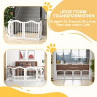PawHut Grade Dobrável para Cães, 4 Painéis, para Escadas, Corredores, Portas, MDF/Madeira maciça, Branco(m-4)