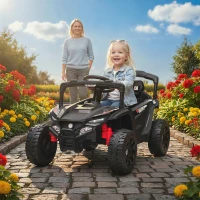 AIYAPLAY Carro Elétrico para Crianças 12V com 2 Motores Suspensão Traseira Faróis e Música 88x57,5x55,5 cm Preto(m-2)