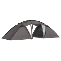 Outsunny Familien-Campingzelt für 4-6 Personen, Tunnelzelt wasserdicht 3000 mm mit 2 Türen, Tragetasche, schwarz(m-1)