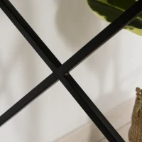 HOMCOM Schreibtisch im Industrie-Design Große Tischplatte 2 Fächer Schwarzes Metall Spanplatten Holzoptik mit Maserung Braun(m-5)