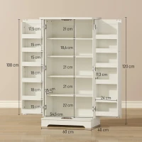 HOMCOM Küchenbuffet Küchenschrank 5 Ebenen mit Türen und verstellbaren Regalböden 60l x 40P x 120H cm Holzmaserung Creme(m-3)