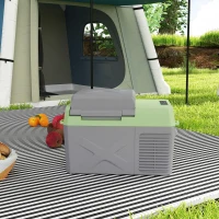 Outsunny Caixa frigorífica com compressor 12 L, geladeira elétrica com conexão e função de refrigeração, Cinza+Verde(m-4)