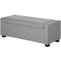 HOMCOM Fußbank mit Staufach aus Stoff, 120x50x44 cm - Grau(m-6)