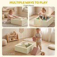 AIYAPLAY Soft Play 9 Piece Foam Climbing Blocks Soft Play Set with Tangram Play, Removable Cover for Kids Room, Ages 3-6 Years(m-4)