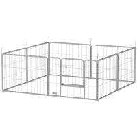 PawHut Recinto para animais, Cerca para cães, Parque para animais, ajustável e flexível, aço inoxidável(m-6)