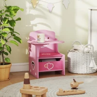 AIYAPLAY Kinder-Tisch-und-Stuhl-Set 3-5 Jahre aus MDF mit Herzmotiven, integrierter Aufbewahrung, Rosa(m-4)