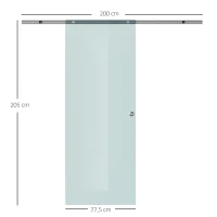 HOMCOM Porta de correr de vidro Porta interior vidro fosco 77,5 x 205 cm(m-3)