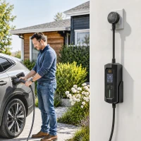 HOMCOM EV Charger Type 2 to 3 Pin Plug, 10 m, 2.8 kW, 6-13 A, Electric Car Charger Type 2 Charging Cable w/ 1-12 h Time Delay(m-14)