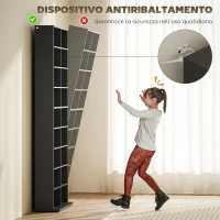 HOMCOM Scaffale Porta CD con 14 Ripiani Regolabili, Capacità di 640 CD/360 DVD, 78.5x24x175 cm, Nero(m-6)