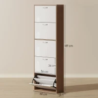 HOMCOM Schuhschrank Schuhmöbel 5 Klapptüren Zweifarbig Weiß/Dunkelbraun Holzoptik(m-3)