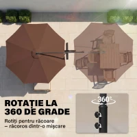 Outsunny Ombrellone da Giardino 3x2.5 m a Braccio Inclinabile con Manovella, in Acciaio e Poliestere, Marrone(m-6)
