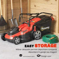Outsunny Mașină de tuns iarbă electrică 800 W cu lățime de tăiere 40 cm, coș 45L, afișaj baterie, protecție la suprasarcină, 7 trepte de tăiere(m-4)
