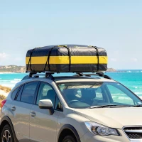 Outsunny Wasserdicht Dachbox Auto 425L für Fahrzeugdächer mit/ohne Gepäckträger Gepäckbox mit 8 Verstärkte Gurte Türhaken Gelb(m-10)