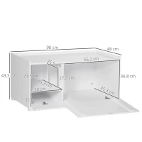 PawHut Armário para gatos com 2 prateleiras Design 2-in-1 Porta magnética Branco(m-3)