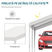 Outsunny Foisor 4x4m cu Acoperis de Protectie impotriva Razelor UV, Ploaie si Vant pentru Vehicule, Nunti si Petreceri - Alb(m-7)