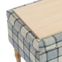 HOMCOM Linen Fabric Upholstered Footstool, Rectangular Storage Stool with Removable Top, Padded Seat and Hidden Space, Grey(m-11)