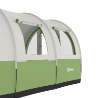 Outsunny Three Man Duo Room Tunnel Tent, with Accessories - Cream/Green(m-11)