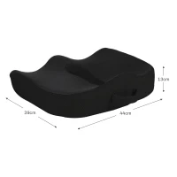 HOMCOM Almofada para assento, ergonômica, revestimento respirável, antiderrapante, 44x39x13 cm, Preto(m-3)
