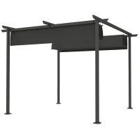 Outsunny Pérgola de jardim 3 x 3 m com teto ajustável, estrutura metálica, proteção UPF30+, toldo para varanda e terraço, cinza escuro(m-6)