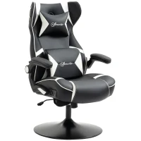 Vinsetto Poltrona Gamer, Cadeira Gamer, alto-falantes integrados, encosto reclinável, preto+branco, 69 x 73 x 118cm(m-7)