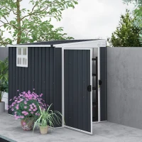 Outsunny Abrigo de armazenamento para jardim, abrigo de ferramentas para equipamentos de jardim, janela, aberturas de ventilação, trancável, aço, cinza escuro(m-6)
