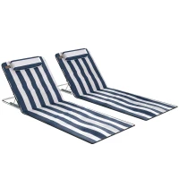 Outsunny Sonnenliege klappbar Gartenliege mit Kopfkissen Liegestuhl mit 5-Fach verstellbare Rückenlehne Tragetasche Blau(m-1)