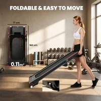 HOMCOM 750W Folding Treadmill, 1-14km/h Electric Running Machine w/ Wheels, Safety Button, LED Monitor, Phone Holder for Home Office Jogging Fitness Exercise Workout(m-7)