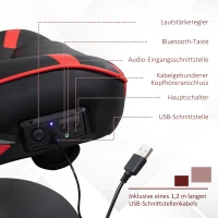 Vinsetto Poltrona Gaming, Cadeira Gaming, altifalantes integrados, encosto reclinável, preto+vermelho, 69 x 73 x 118cm(m-4)