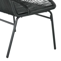 Outsunny Poltrona de Rattan Relax em Estilo Boho, 132 cm x 72 cm x 83 cm, Preto(m-5)